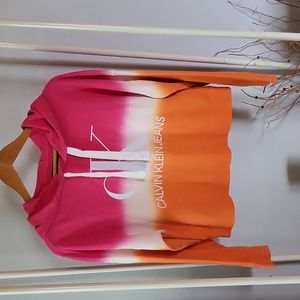Calvin Klein hoodies, 3 tone pink, white and orange size small.